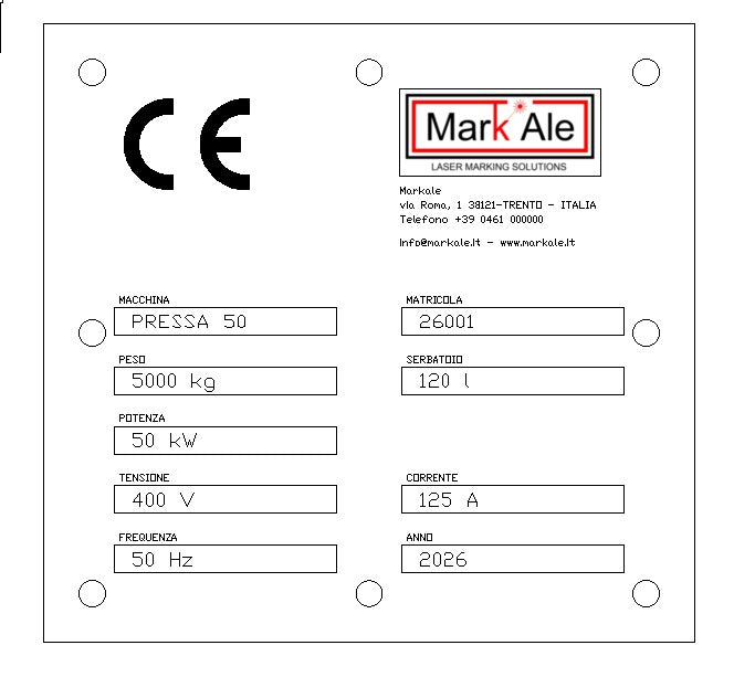 Targhetta CE predefinita satinata